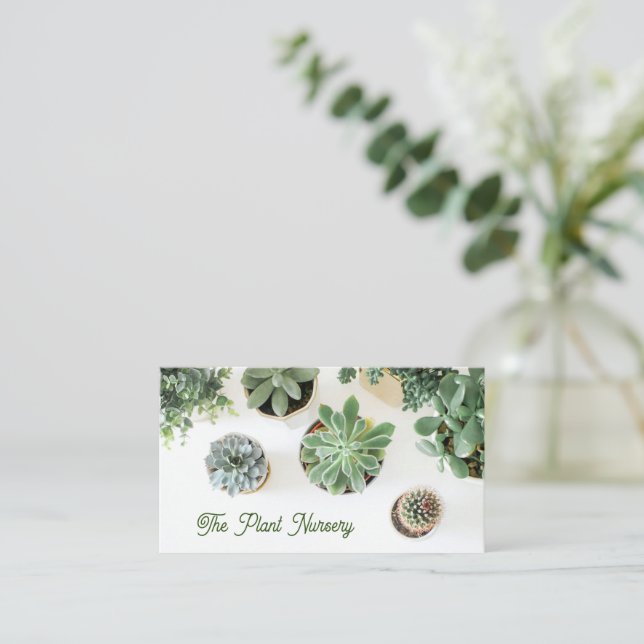Tarjeta De Visita Leafy Plants Suculents Business Card (Anverso de pie)
