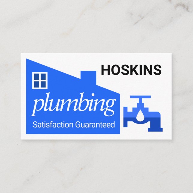 Tarjeta De Visita Leaking Faucet Blue Home Building Plumbing (Anverso)