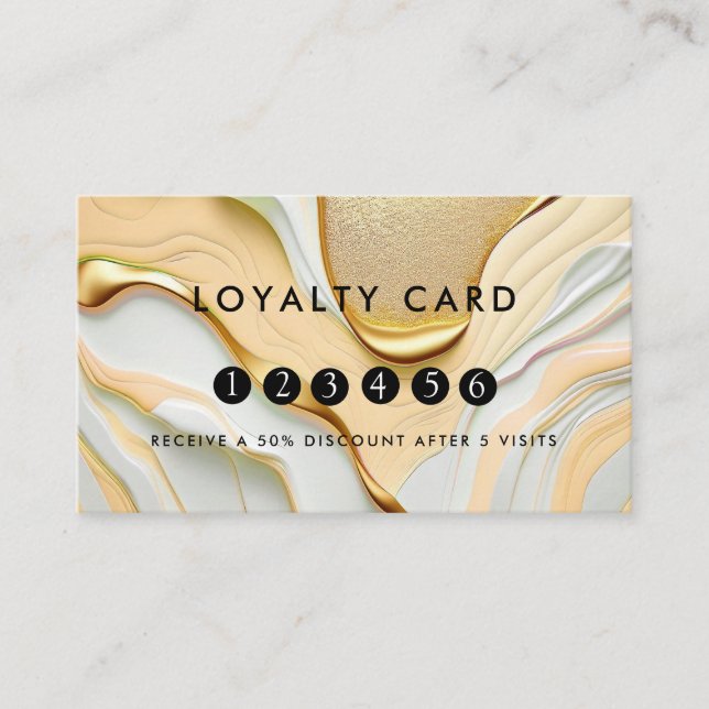 Tarjeta De Visita Lealtad 5 uñas azotan Purpurina de belleza oro (Anverso)