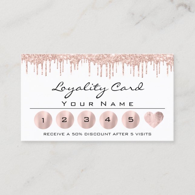 Tarjeta De Visita Lealtad 6 Esteticista MAKEUP Rosa Lash Cardíaco Bl (Anverso)