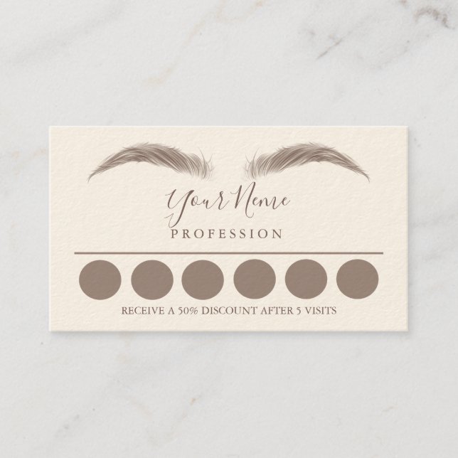 Tarjeta De Visita Lealtad 6 Makeup Eyebrow Oyes Lanza Coche Empresar (Anverso)