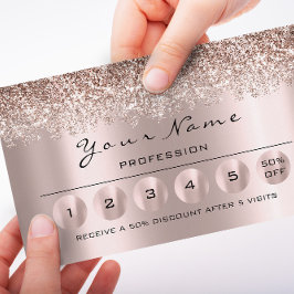 Tarjeta De Visita Lealtad 6 Makeup Nails Wax Eyelash Rosa Gray