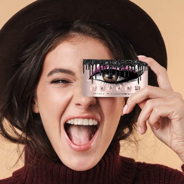 Tarjeta De Visita Lealtad 6 Makeup Pink Makeup Eyelash Extension (Subido por el creador)