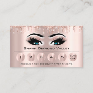 Tarjeta De Visita Lealtad 6 maquillado Esteticista Eyelash Rosa Azul
