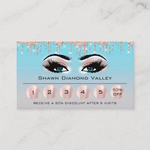 Tarjeta De Visita Lealtad 6 maquillado Estético Eyelash Azul rosa