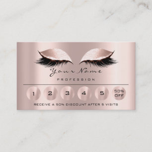 Tarjeta De Visita Lealtad 6 Maquillaje Esteticista Eyelash Rosa