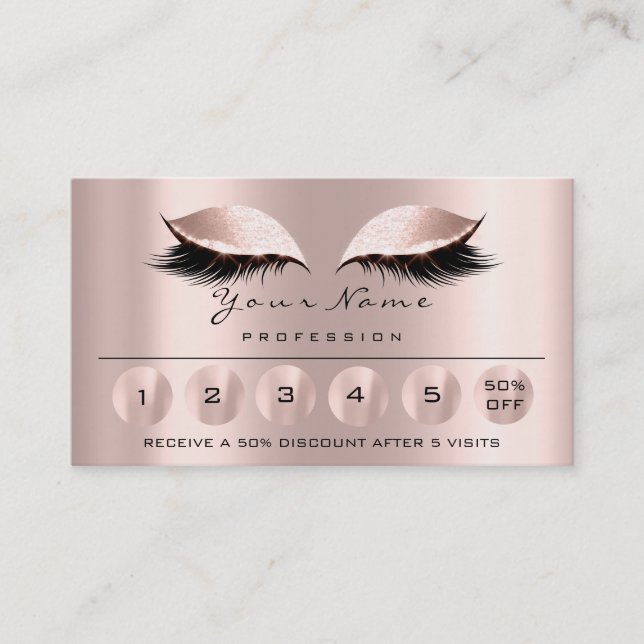 Tarjeta De Visita Lealtad 6 Maquillaje Esteticista Eyelash Rosa (Anverso)