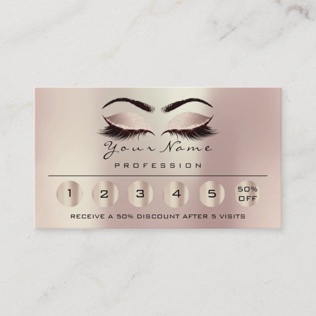 Tarjeta De Visita Lealtad 6 Maquillaje Eyebrow Ojos Azotes Purpurina (Anverso)