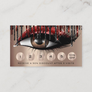 Tarjeta De Visita Lealtad 6 Maquillaje Maquillaje Eyelash Burgundy S