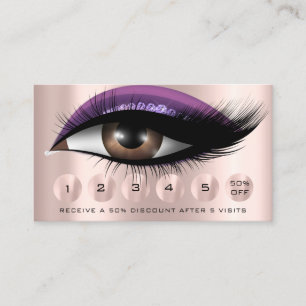 Tarjeta De Visita Lealtad 6 Maquillaje Maquillaje Eyelash Drin Púrpu