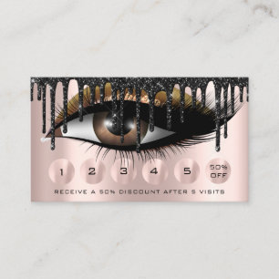 Tarjeta De Visita Lealtad 6 Maquillaje Maquillaje Eyelash Dris Oro N