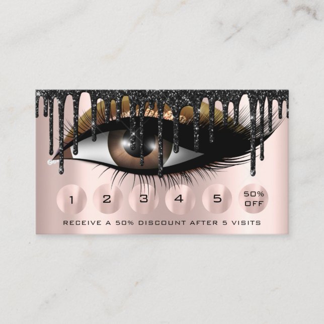 Tarjeta De Visita Lealtad 6 Maquillaje Maquillaje Eyelash Dris Oro N (Anverso)