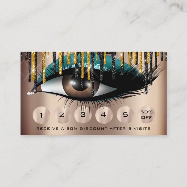 Tarjeta De Visita Lealtad 6 Maquillaje Maquillaje Eyelash Oro Perfor (Anverso)