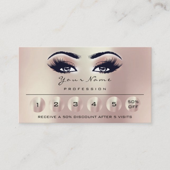Tarjeta De Visita Lealtad 6 Maquillaje Ojos de ceja Lágrimas Rosas O (Anverso)
