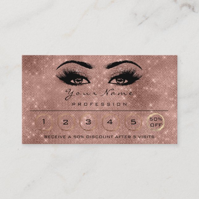 Tarjeta De Visita Lealtad 6 Maquillaje Ojos Ojos Lágrimas Rosa Chisp (Anverso)