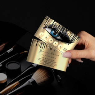 Tarjeta De Visita Lealtad 6 Maquillaje Perforación Eyelash Oro Gris