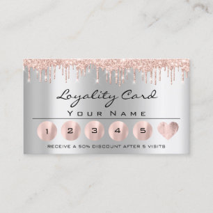 Tarjeta De Visita Lealtad 6 Rosa esteticista Perforación Gris Lash C