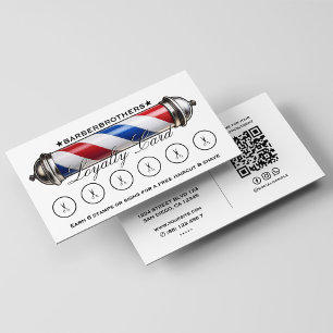 Tarjeta De Visita Lealtad a las tijeras azules rojas del polo barber
