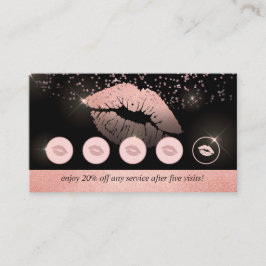 Tarjeta De Visita Lealtad al maquillaje de labios con golpes rosados