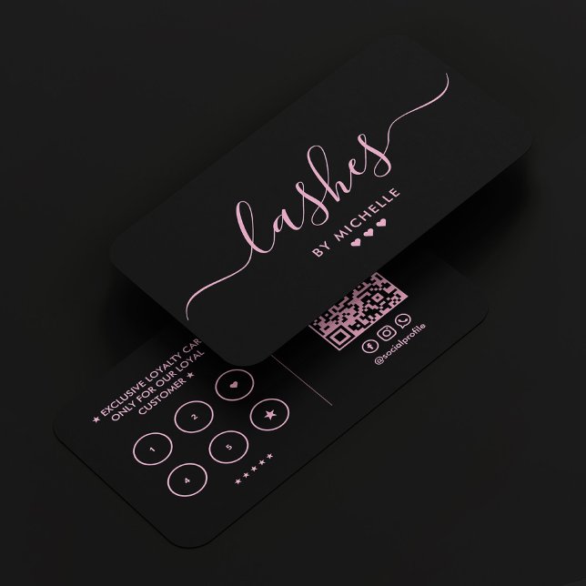 Tarjeta De Visita Lealtad artística por azotes rosados estéticos (Aesthetic Pink Lashes Makeup Artist Loyalty Business Card
)
