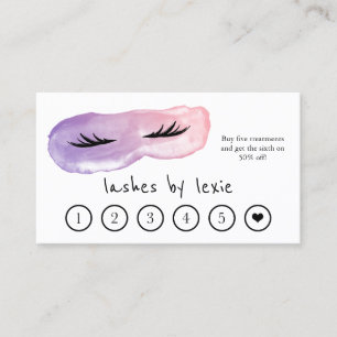 Tarjeta De Visita Lealtad de artistas de color de agua morado y rosa