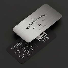 Tarjeta De Visita Lealtad de Barbershop Black Barber Silver moderna
