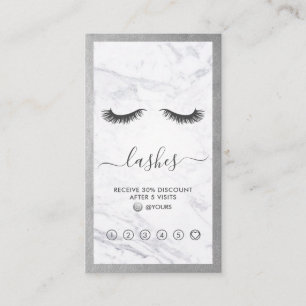 Tarjeta De Visita Lealtad de belleza de plata y mármol