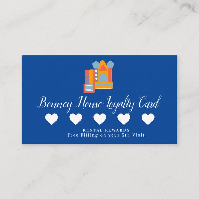 Tarjeta De Visita Lealtad de Bouncy House Jump Hearts (Anverso)