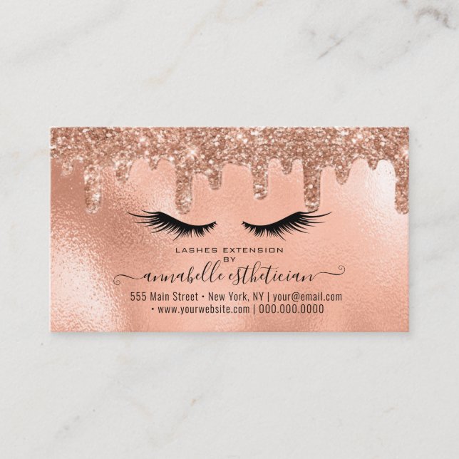 Tarjeta De Visita Lealtad de extensión de Eyelash dorado de Rubor pu (Anverso)