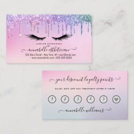 Tarjeta De Visita Lealtad de extensión de eyelash holográfico purpur