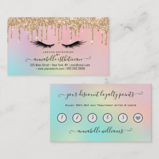 Tarjeta De Visita Lealtad de la extensión de Eyelash dorado del purp