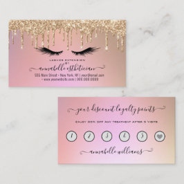 Tarjeta De Visita Lealtad de la extensión de Eyelash dorado del purp