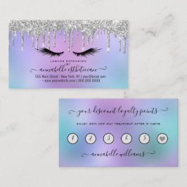 Tarjeta De Visita Lealtad de la extensión de Eyelash plateado purpur