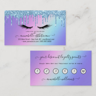 Tarjeta De Visita Lealtad de la extensión de la eyelash azul purpuri