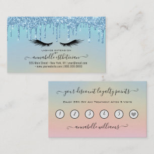 Tarjeta De Visita Lealtad de la extensión de la eyelash azul purpuri