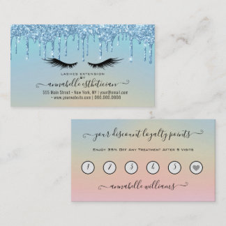 Tarjeta De Visita Lealtad de la extensión de la eyelash azul purpuri