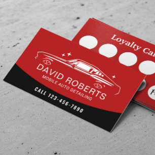 Tarjeta De Visita Lealtad de lavado de coches para vehículos rojos d