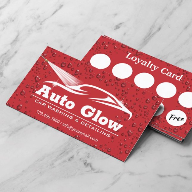 Tarjeta De Visita Lealtad de limpieza de coches rojos modernos de de (Subido por el creador)