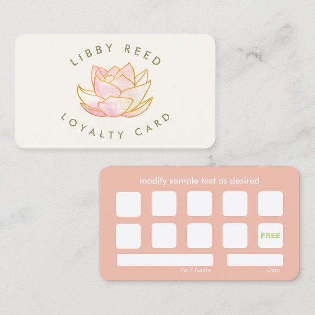 Tarjeta De Visita Lealtad de yoga 10 Visita Punch (Anverso / Reverso)