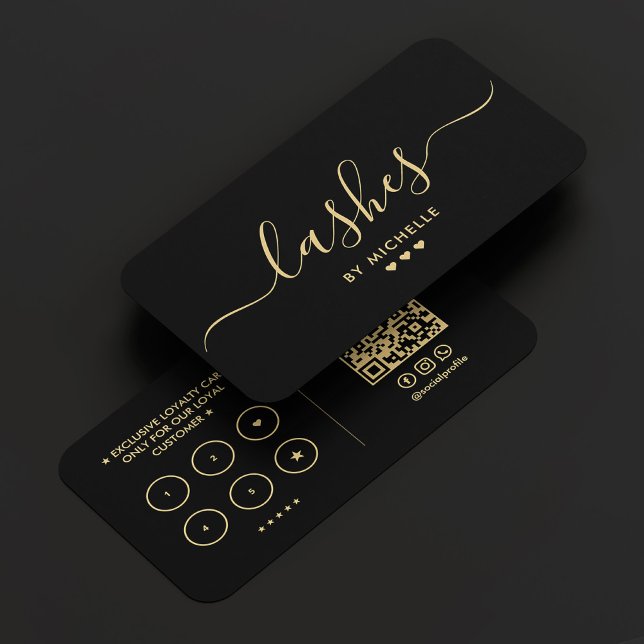 Tarjeta De Visita Lealtad mínima de latigazos con guiones tecnológic (Minimal Lashes Makeup Lash Tech Script Loyalty Business Card
)