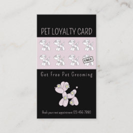 Tarjeta De Visita lealtad rosada de perro globo de mascota grooming