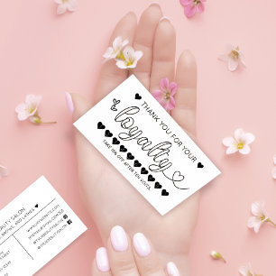 Tarjeta De Visita Lealtad simple a la tipografía del corazón blanco 