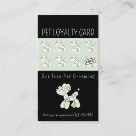 Tarjeta De Visita lealtad verde de perro de globo de mascota