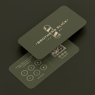 Tarjeta De Visita Lealtad verde del Barbershop Gold Barber Pole Army