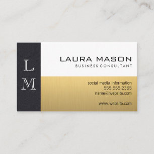 Tarjeta De Visita Leather Gold White