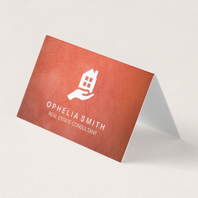 Tarjeta De Visita Leather Real Estate | Agente Realtor (Anverso)