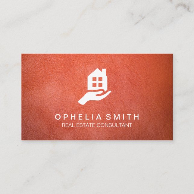 Tarjeta De Visita Leather Real Estate | Agente Realtor (Anverso)