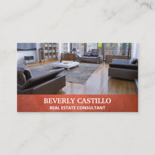 Tarjeta De Visita Leather Real Estate   Agente Realtor   Interior