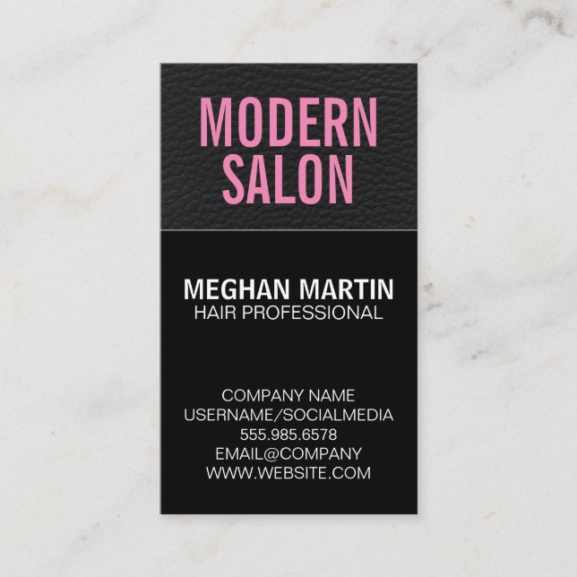 Tarjeta De Visita Leather Sleek Black (Anverso)