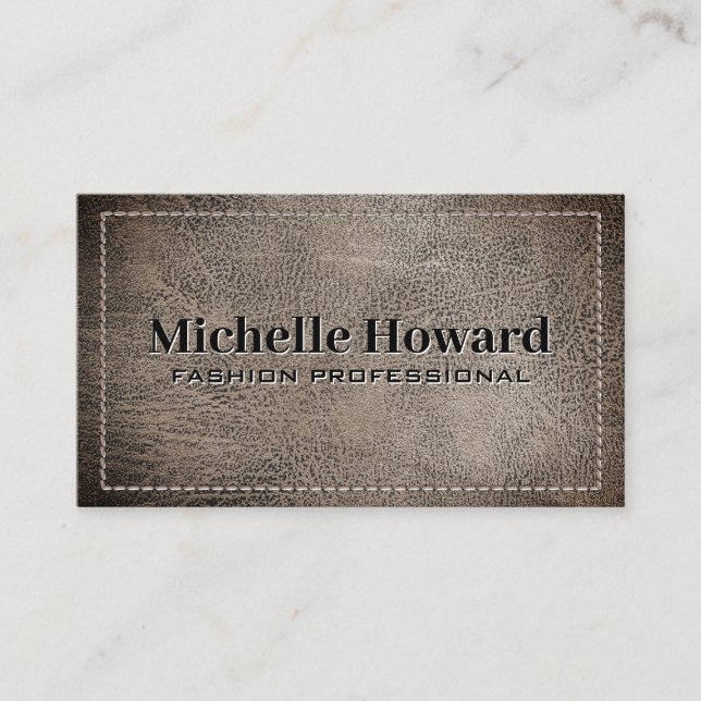 Tarjeta De Visita Leather Worn | Stitching (Anverso)